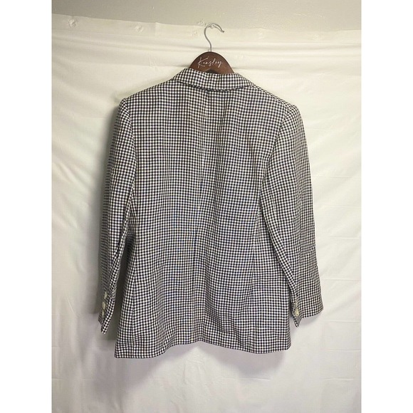 Vintage Giorgio Sant Angelo Womens 1 Button Linen Checkered Blazer Jacket Size 6 - Picture 2 of 4